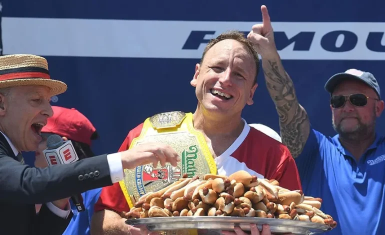 Joey Chestnut Dominates Again, Securing 18th Nathan’s Hot Dog Title